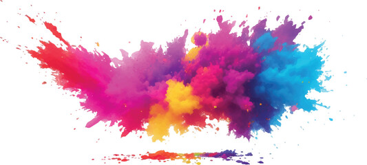  Holi Festival Paint Burst – Colorful Powder Explosion with Rainbow Pigment on Clean White Isolated Background
