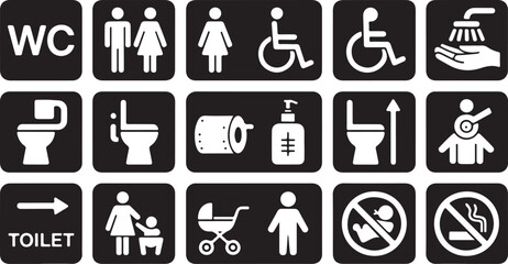 Medical and toilet vector icon set