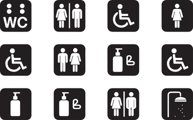 Man and woman toilet symbols vector icon set, WC pictogram design illustration