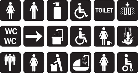 Man and woman toilet sign icons vector set, a business pictogram illustration for restroom design