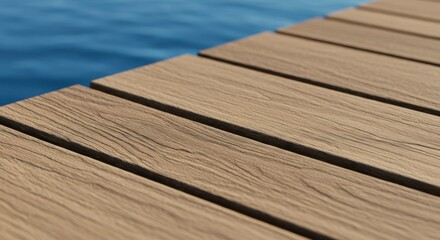 Close-up view of composite wood decking planks
