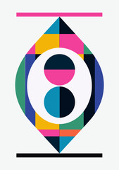 Abstract geometric background. Bauhaus, Memphis minimalist retro poster graphic vector illustration.