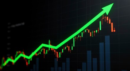 Stock market graph showing upward trend
