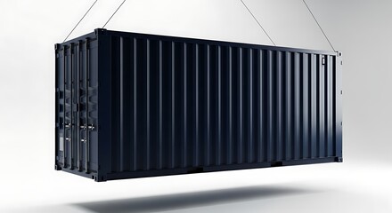 Elevated blue cargo container isolated on a clean background, perfect for logistics