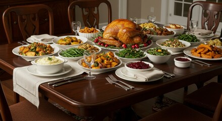 Thanksgiving feast on a table
