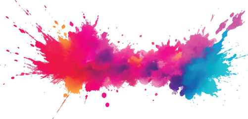 Holi Color Burst on White – Bright Rainbow Paint Explosion with Powder Splash for Abstract Festival Designs
