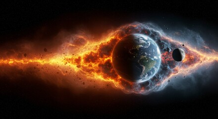 Earth splitting apart in cosmic destruction