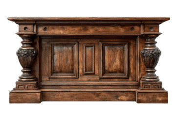 Elegant wooden cabinet with intricate carvings and a rich finish.