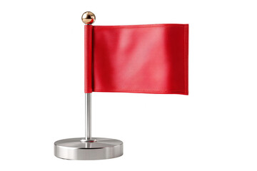 Small red flag on a silver stand, often used to signal warnings or alerts.