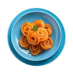 Jalebi, an indian sweet, is isolated on a white background
