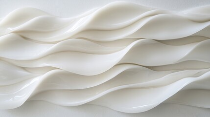 Fototapeta premium A white, abstract sculpture with a wave-like pattern.