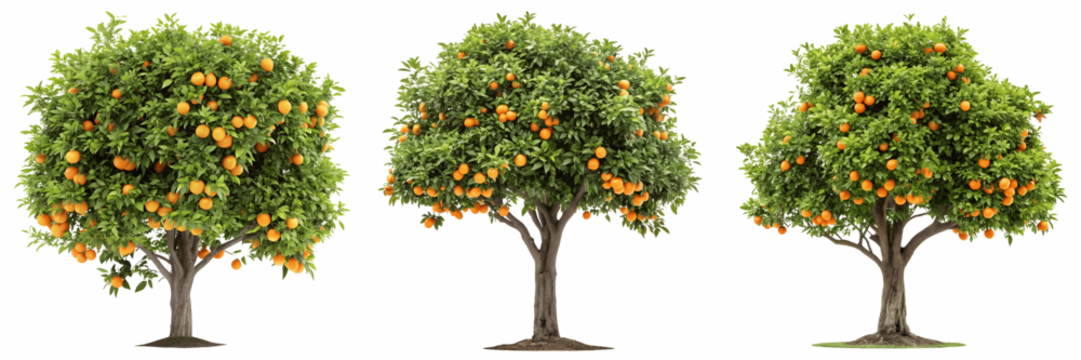 Set For orange trees are isolated on transparent background