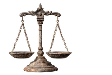 A vintage scale symbolizing justice and balance, intricately designed with ornate details.