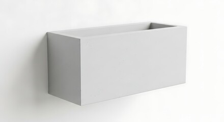 Minimalist Gray Rectangular Planter Mounted on White Wall, Home Decor Concept
