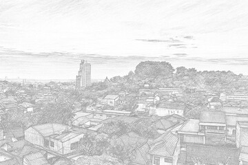 view of house and forest in semarang city