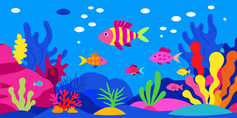 Fototapeta premium A Vibrant Coral Reef Teeming With Colorful Fish In A Beautiful And Lively Ocean Scene