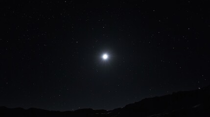 A starry night sky with a bright star in the center.