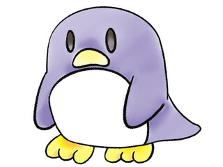 ペンギン,鳥,動物,生き物,手描き,アイコン,淡い色,ぼかし色,カラー