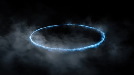 A blue ring of fire against a black background.