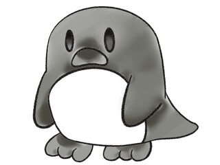 ペンギン,鳥,動物,生き物,手描き,アイコン,淡い色,ぼかし色,黒