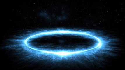 A blue ring of energy surrounds a black void.