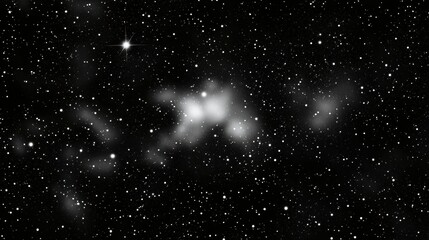 A starry night sky with a large, bright white cloud in the center.