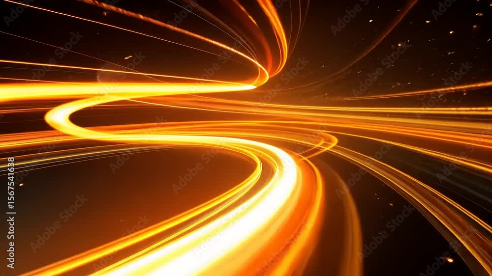 Poster vibrant abstract light trails creating dynamic patterns against a dark backdrop, evoking energy and 