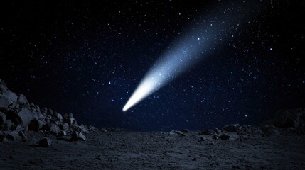 A comet streaking across the night sky.
