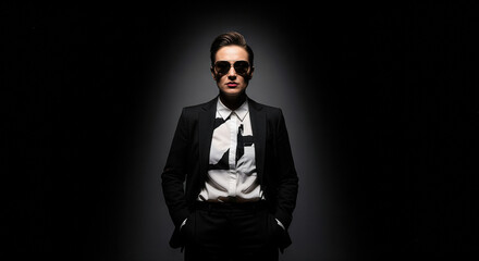 Striking silhouette of a confident individual in dramatic lighting at night