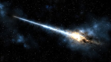 A comet streaking across the night sky.