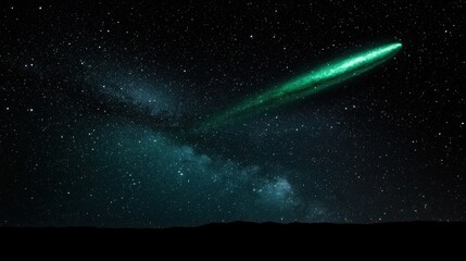 A comet streaking across the night sky.