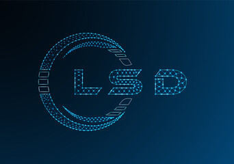LSD low poly letter logo vector design. LSD lower poly logo design. Low poly logo.