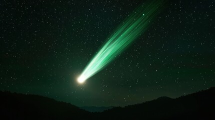 A comet streaking across the night sky.