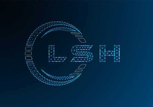 LSH low poly letter logo vector design. LSH lower poly logo design. Low poly logo.