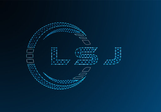 LSJ low poly letter logo vector design. LSJ lower poly logo design. Low poly logo.