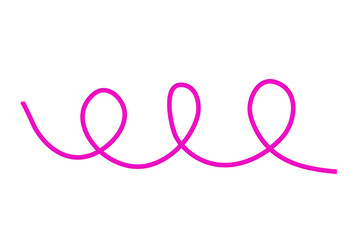 Pink looped curly line brush stroke with transparent background for modern design, stickers, and decoration