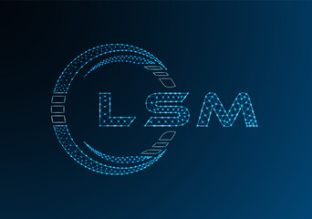 LSM low poly letter logo vector design. LSM lower poly logo design. Low poly logo.