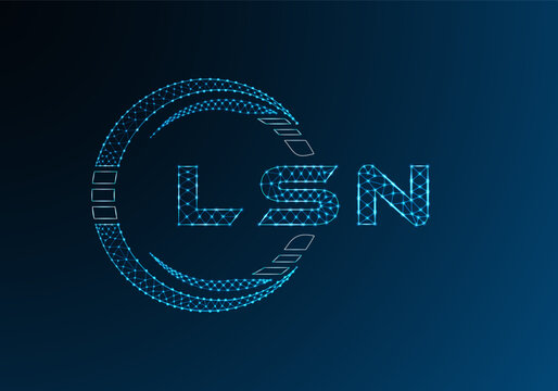 LSN low poly letter logo vector design. LSN lower poly logo design. Low poly logo.