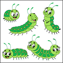 Cute caterpillar cartoon vector illustration