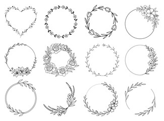 Floral wreath silhouette circle clipart graphic illustration