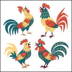 Vector illustration of a rooster