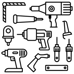 Vector set of hand tools for repair, including hammer, screwdriver, and wrench icons