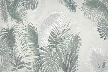 A seamless vector pattern featuring a harmonious blend of leaves and feathers, creating a beautiful floral design for textiles or wallpaper