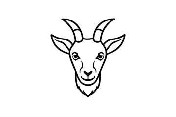 A black line drawing shows the detailed face of a goat with horns