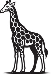 Naklejka premium Majestic Giraffe Illustration Elegant Black and White Animal Artwork