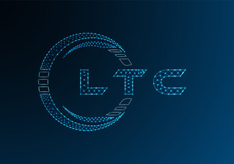 LTC low poly letter logo vector design. LTC lower poly logo design. Low poly logo.
