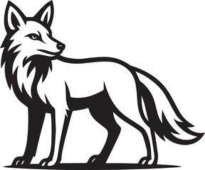 Majestic Fox Illustration Black and White Vector Art