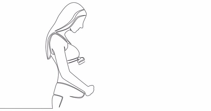 Self drawing line animation Declining birth rates chart pregnancy and birth problems continuous one single line drawn concept video