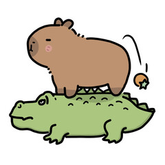 Cute Capybara Ride The Croc