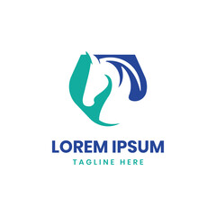 Horse creative logo design modern minimal concept